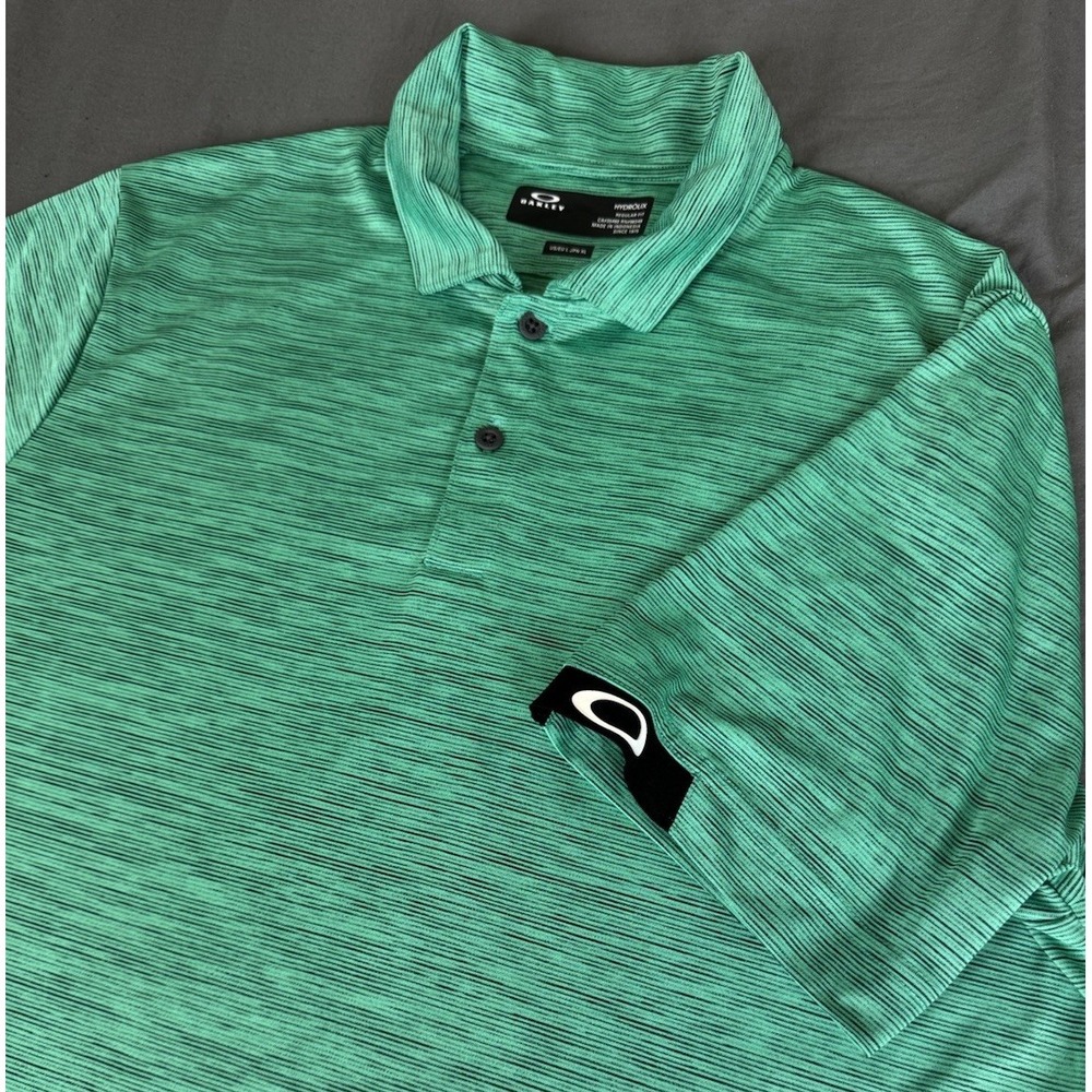 Oakley Hydrolix Polo Shirt Men's Large Green Space Dye Golf Performance